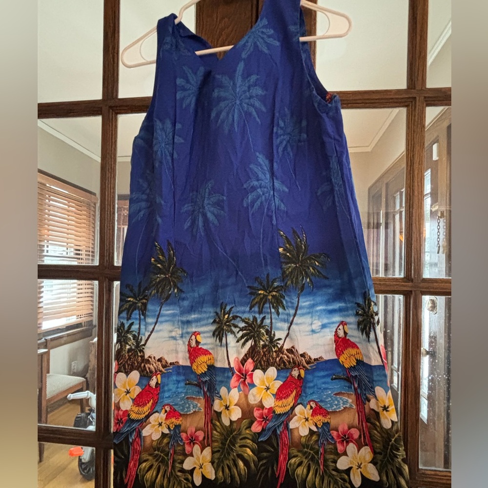 Pacific Legend Hawaiian Dress‎ Tropical Parrot Print Sleeveless 2XL Vintage
